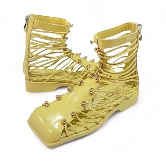 VHNY Vivienne Hu Lemon Studded Leather Straps Ankle Boots 7 - Picture 2 of 16